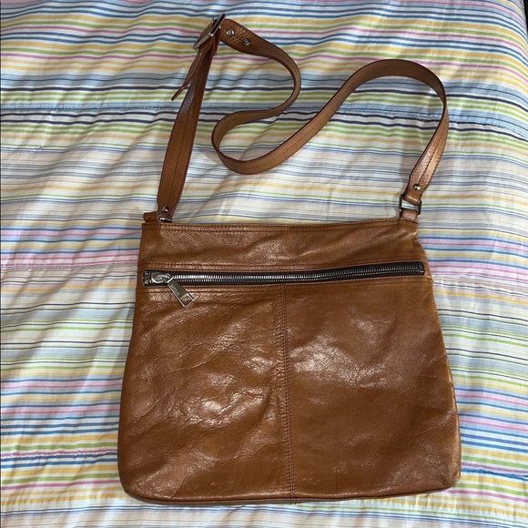 Hobo Brand Cognac Slim Leather Crossbody Purse - Picture 1 of 11